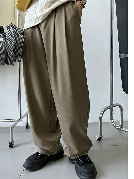 Linen Profile High Waist Work Pant Spring Autumn Thin Simple Loose Casual Straight Leg Mop Trousers