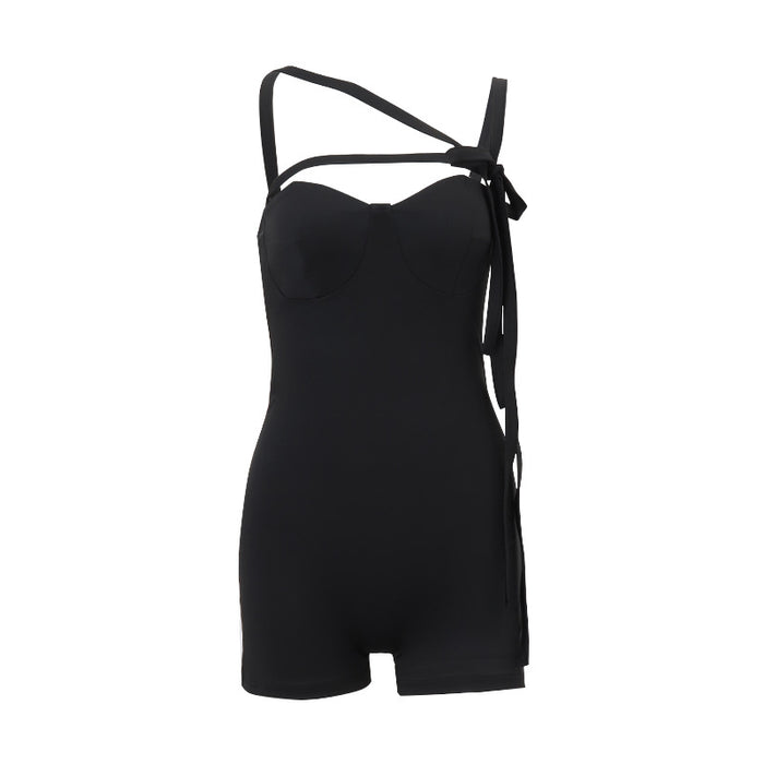 Spring Sexy Strap off Shoulder Wrapped Chest Slim Fit Bodysuit Women