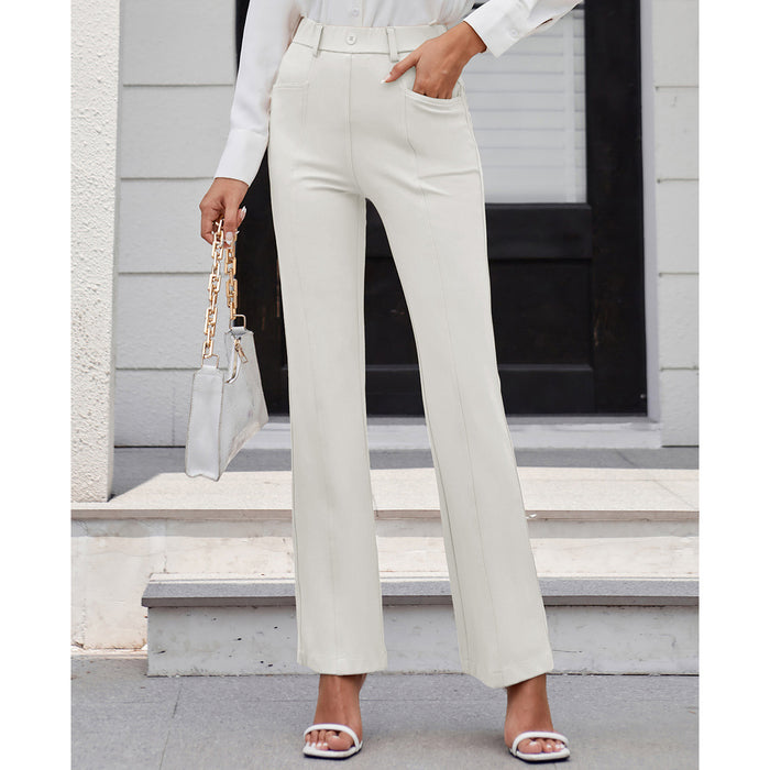 Women Clothing Solid Color Pocket Work Pant