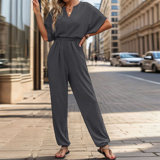 Summer Women Casual Solid Color Jumpsuit
