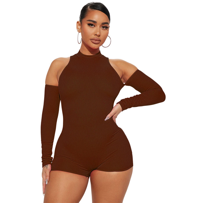 Women Clothing Spring Summer Thread Sleeve Strapless Sexy Romper