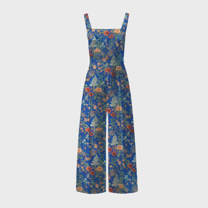 Women Jumpsuit Floral Print Button Wide Leg Jumpsuit