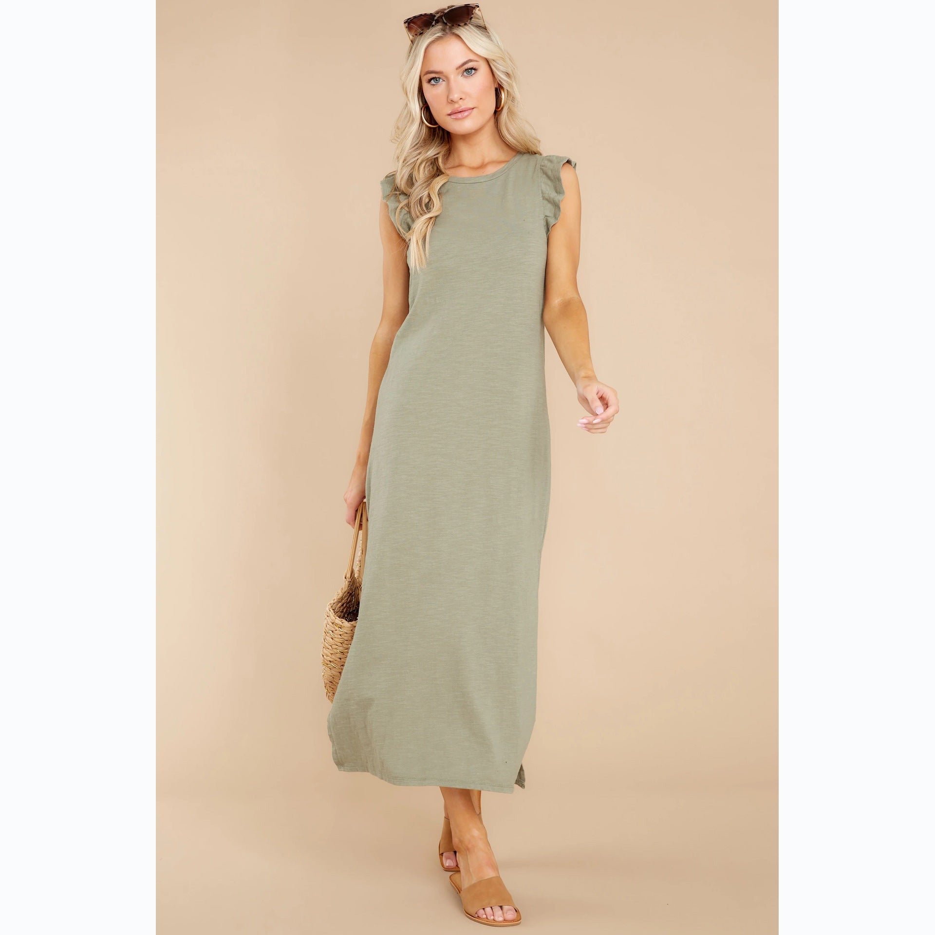 Casual Summer Wooden Ear A Line Trousers Knitted Dress