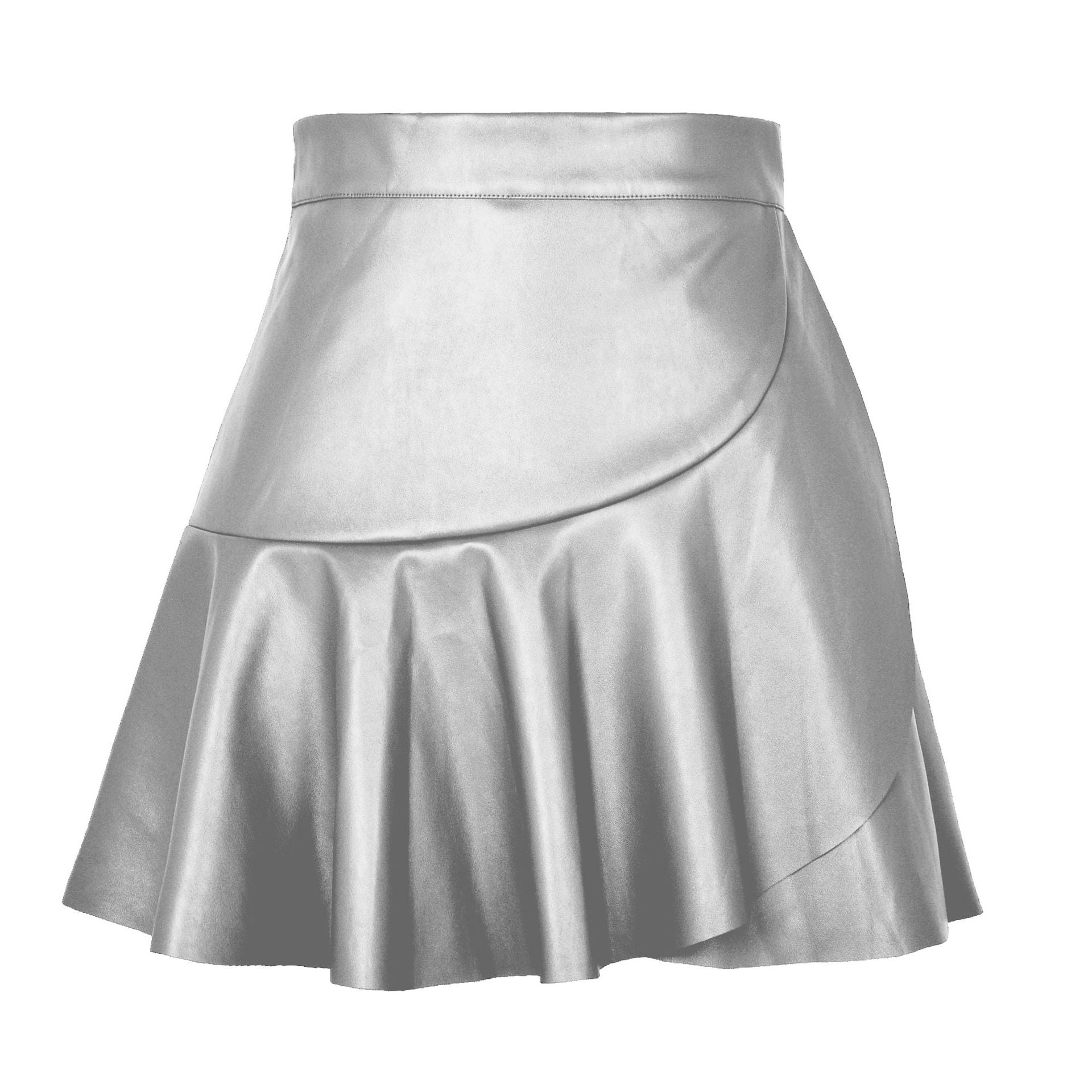 High Waist Ruffles Irregular Asymmetric Leather Skirt Skirt Sexy Sexy Faux Leather Skirt Women Clothing