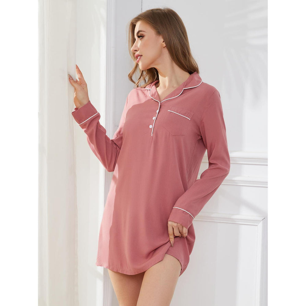 Long Sleeved Nightdress Women Simple Casual Women Home Clothes Long Home Pajamas