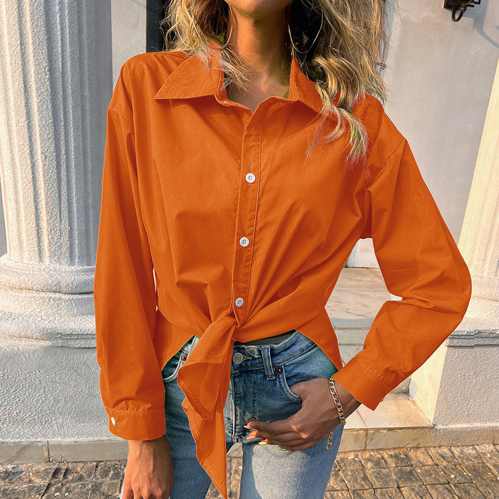 Women Clothing Shirt Solid Color Loose Long Sleeves Casual Top Women Women Clothing