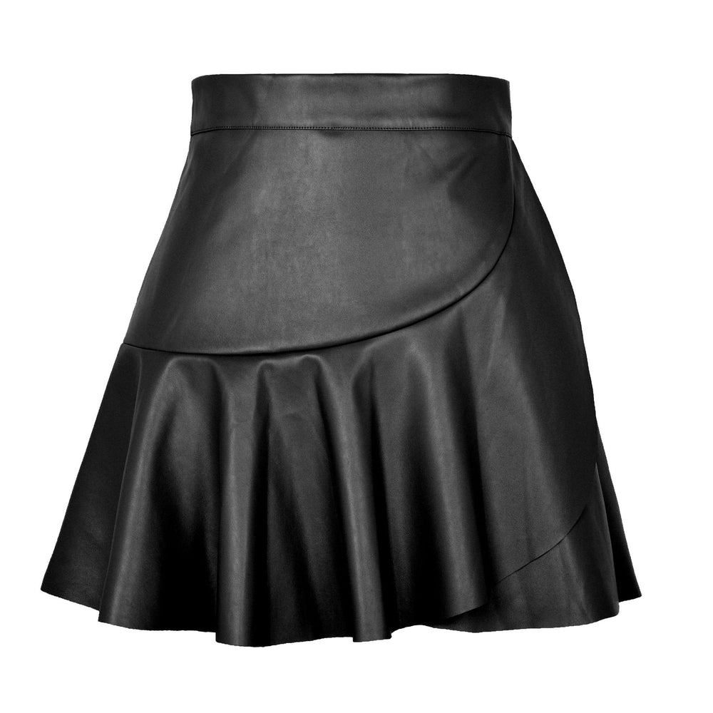 High Waist Ruffles Irregular Asymmetric Leather Skirt Skirt Sexy Sexy Faux Leather Skirt Women Clothing