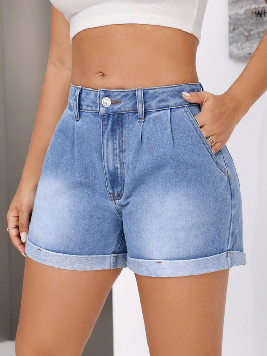 Women Clothing Loose All Matching Slimming Curling Denim Shorts