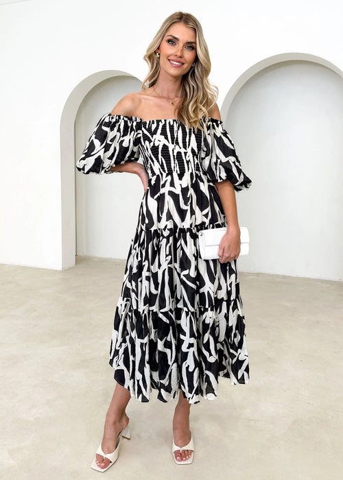 Summer Vacation Bubble Sleeve Printing French Tiered Dress