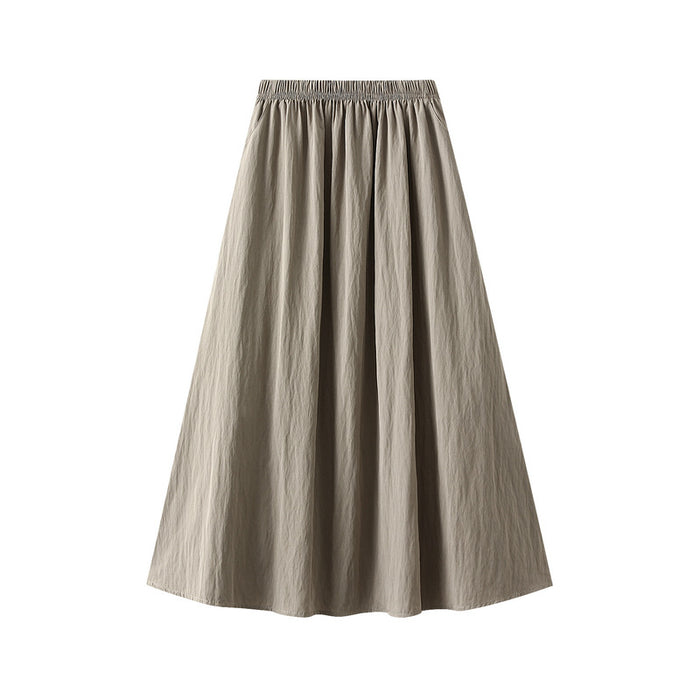 Pleated Skirt Skirt Spring Summer High Waist Retro Casual Drape Midi Skirt Women