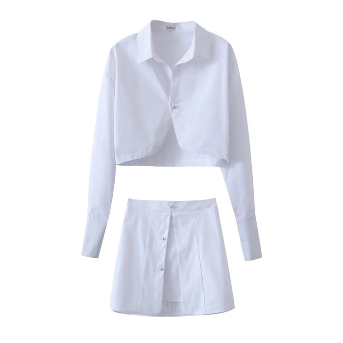 Autumn Winter Women Clothing Shirt Outfit Skirt Set