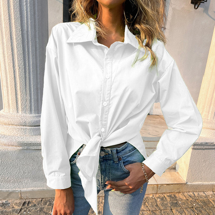 Women Clothing Shirt Solid Color Loose Long Sleeves Casual Top Women Women Clothing