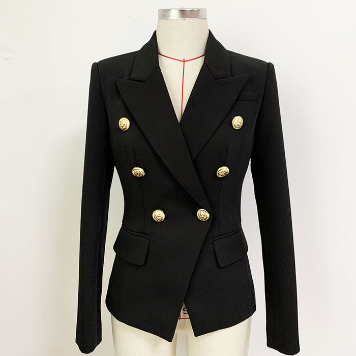 High Quality Top Goods Star Blazer Women Metal Lion Head Buckle Double Breasted Small Blazer