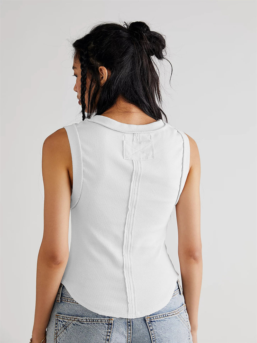 Rib Stitching Vest round Neck Sleeveless Bottoming Top High Grade Sweater