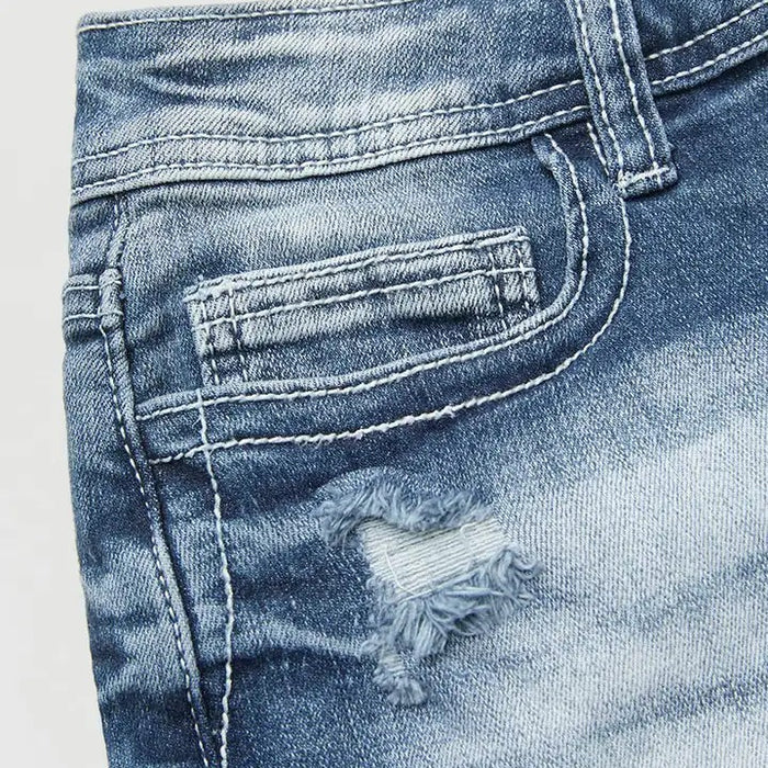 Embroidered Frayed Denim Shorts for Women