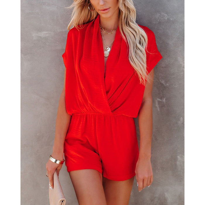 Spring Summer Sexy V Neck Loose Casual Jumpsuit Home Multi Color One Piece Clothes Women