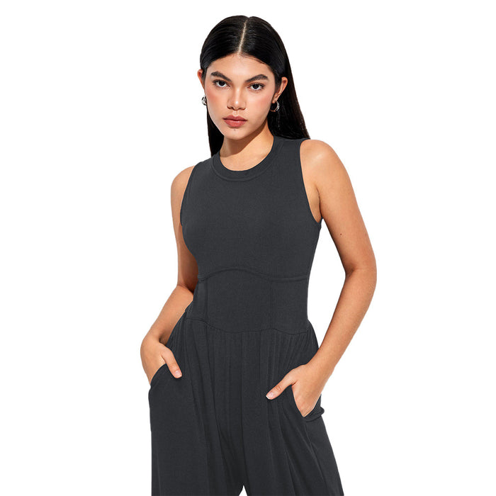 Sexy Design Waist Side Bone Slimming Fashionable Knitted Jumpsuit