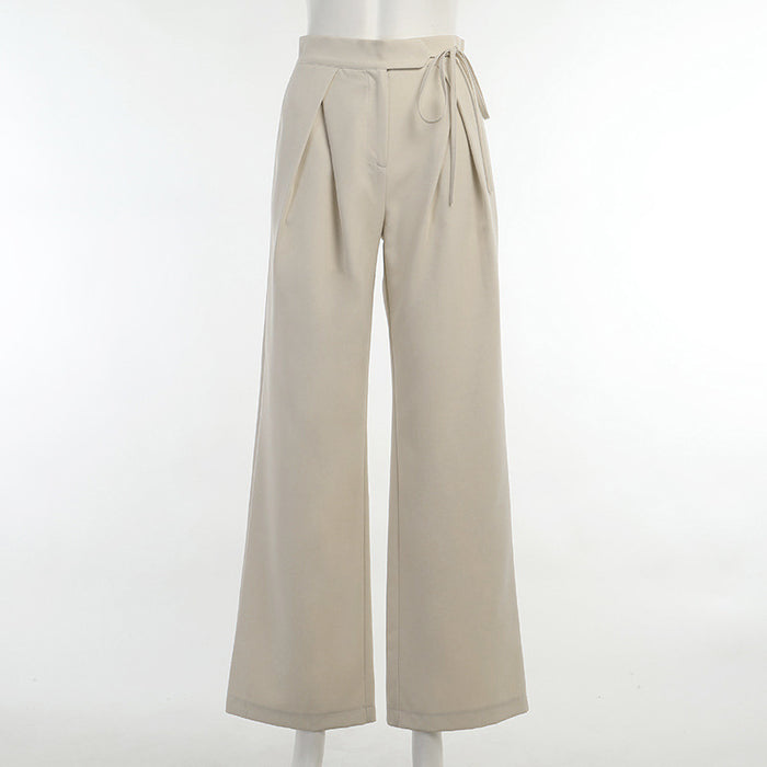 Bandage Wide Leg Pants for Women Autumn Winter Office Mopping Wide Leg Pants