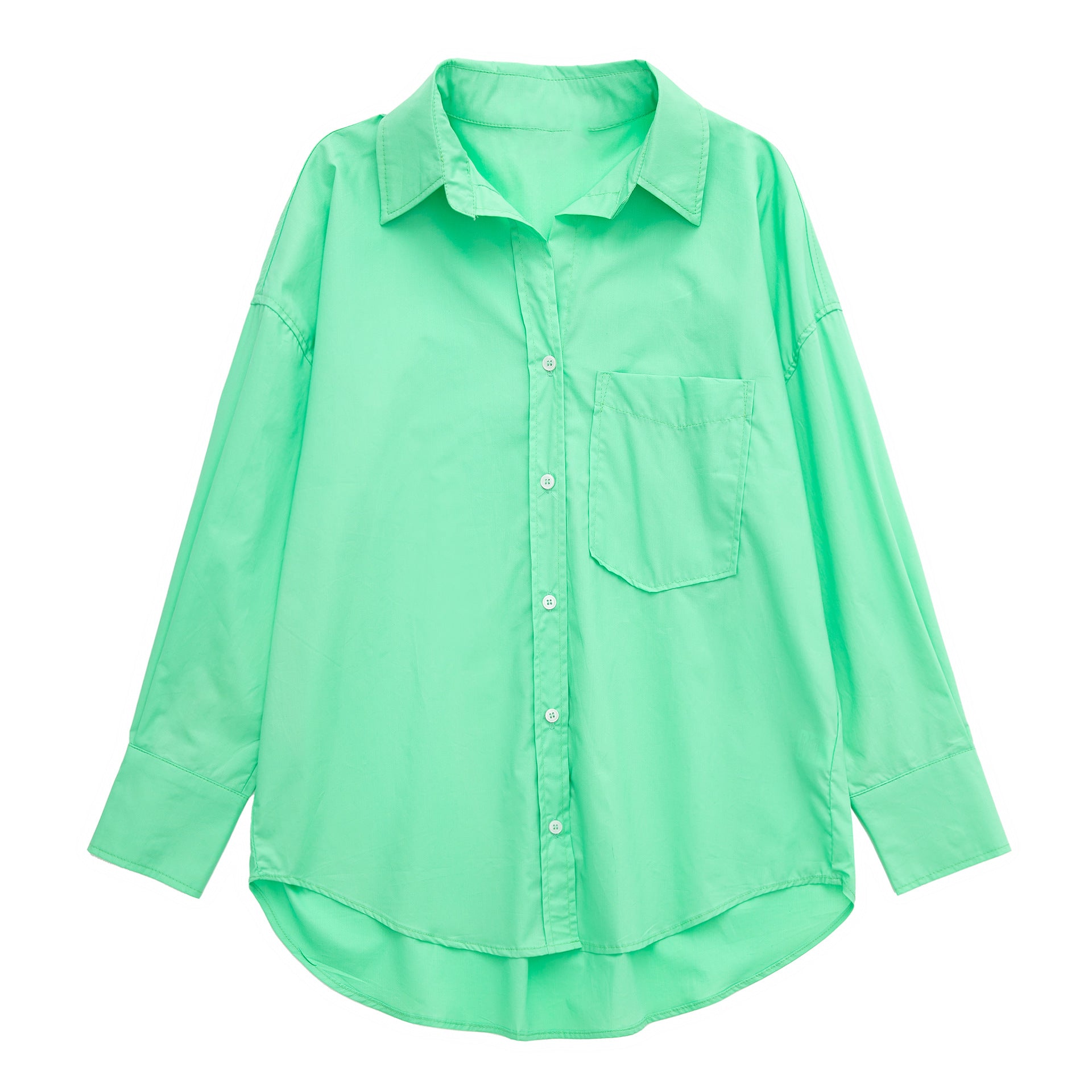 Summer Solid Color Multicolor Poplin Loose Shirt