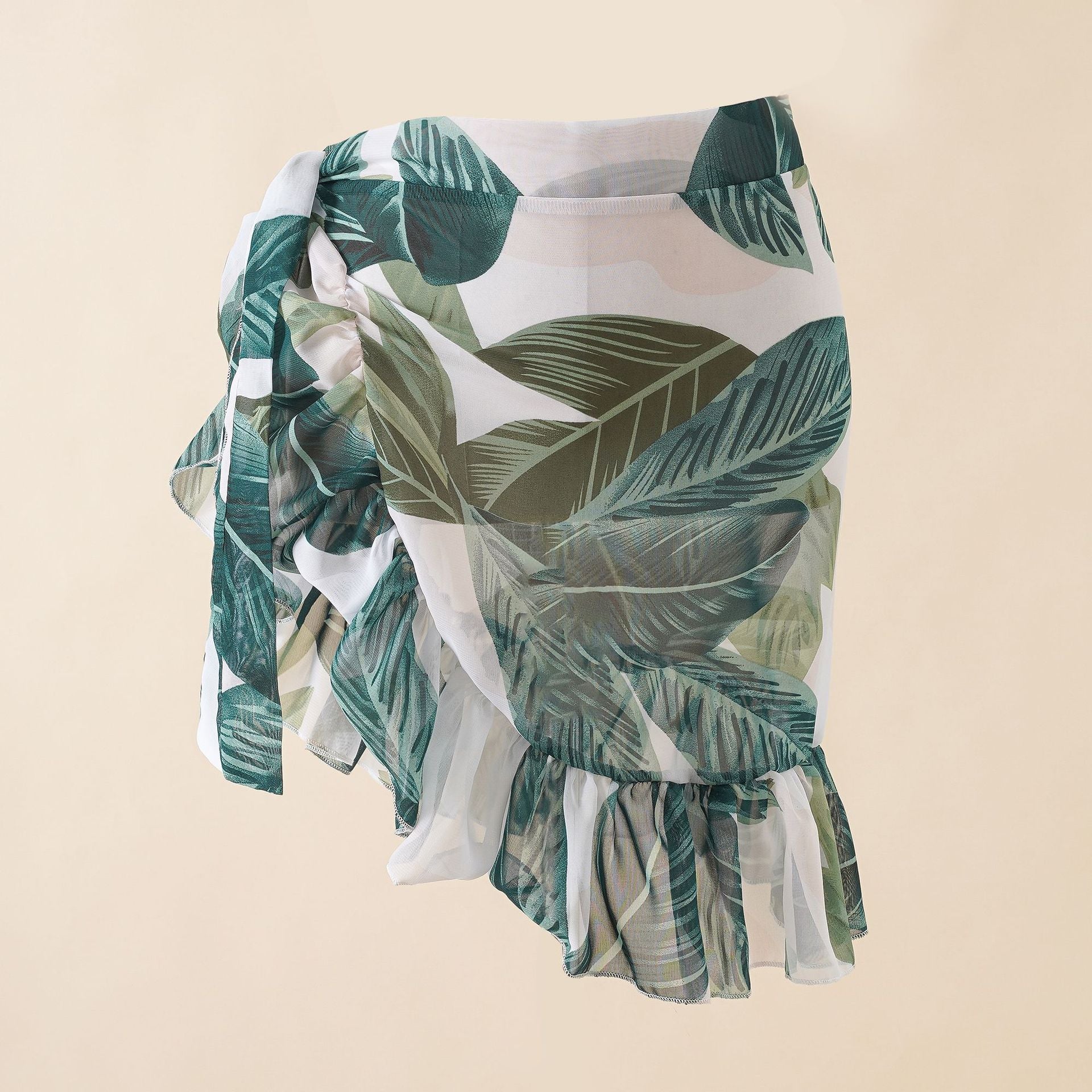 Bikini Sunscreen Chiffon Beach Skirt Leaf Printed Swimsuit Fishtail Skirt