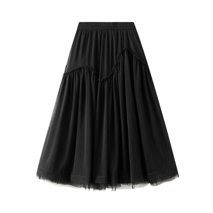 High End Tulle Skirt Skirt Women Autumn Streamer Yarn Fairy A Line Skirt Midi Organza Skirt