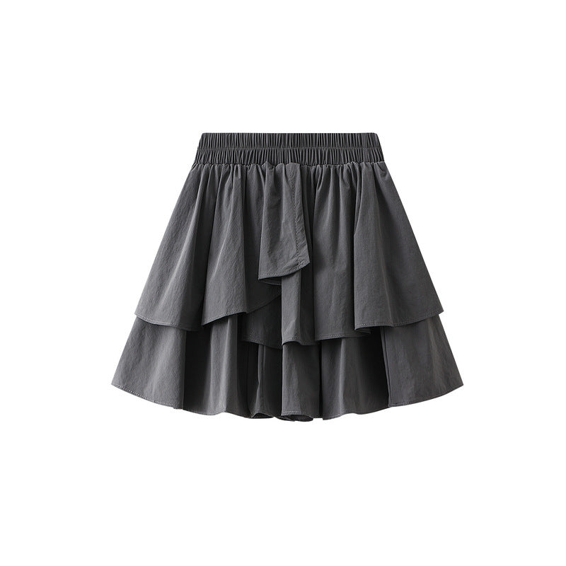 Cake Summer Sexy Ruffled Elastic Waistband Slimming A Line Small Skirt