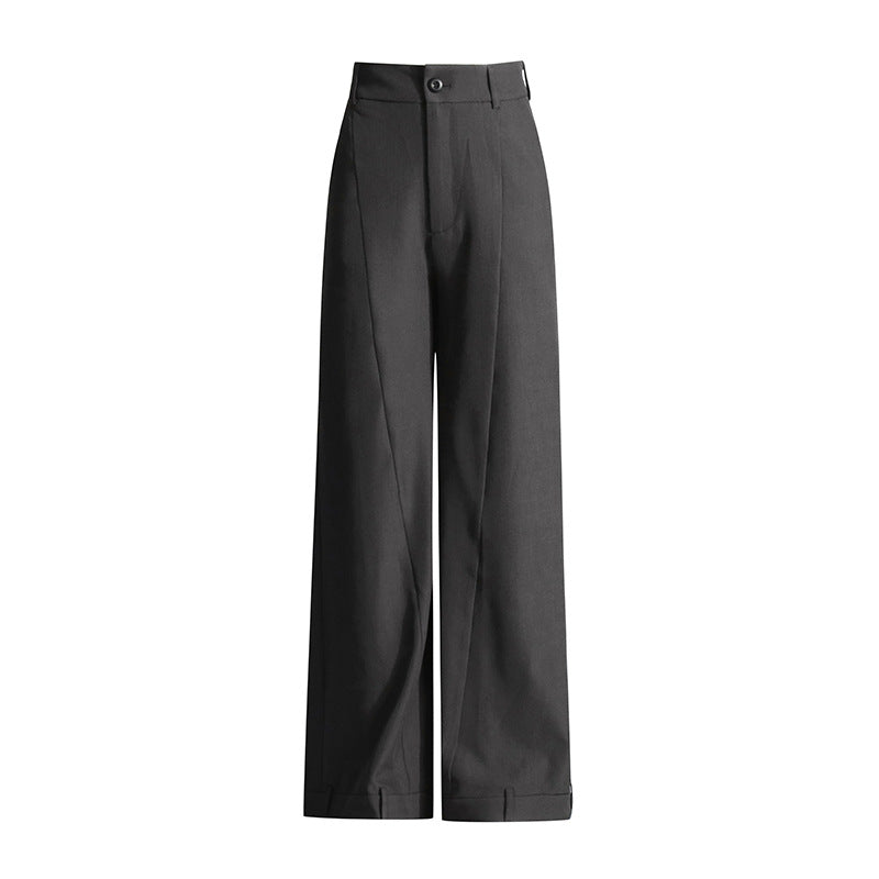 All Matching Graceful Straight Leg Pants Summer Solid Color High Waist Wide Leg Women Casual Trousers