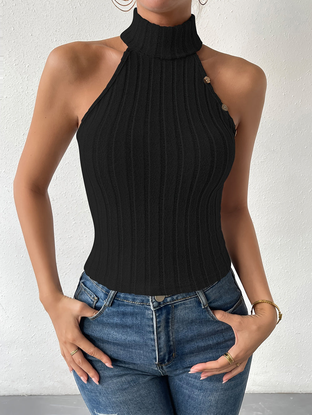 Women Summer Sleeveless Slimming Tight Knitted Top