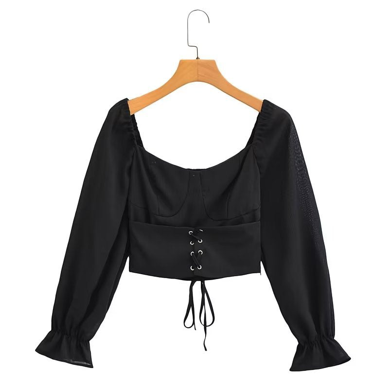 Autumn Women Long Sleeve Tied Shirt