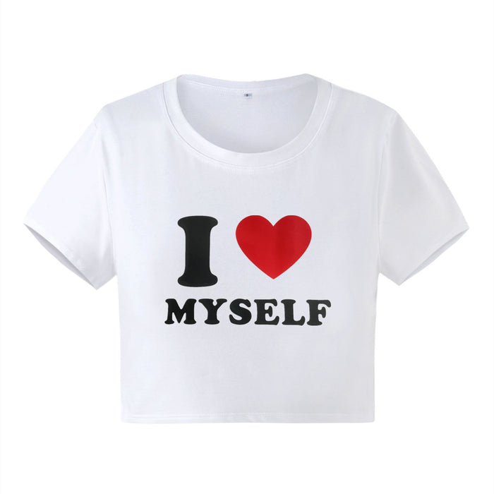 Personality Street Hipster Letter Graphic Print Short Slim Fit Short Sleeve T Shirt Women Shirt