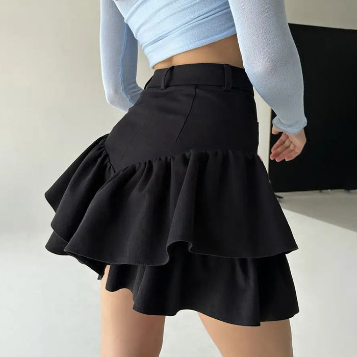 Spring Sexy Texture Black Cotton Linen High Waist Skirt Wildberries Girl Short Skirt for Women