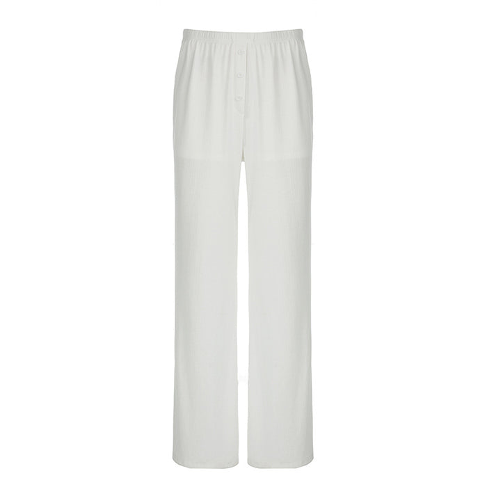 Street Casual Hole Knitted Trousers Fashionable, Comfortable Lazy Elastic Waist Loose Wide Leg Pants