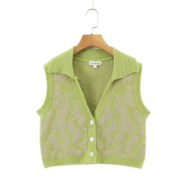 Autumn Knitted Collared Shell Button Vest Jacket Knitted Sheath Dress