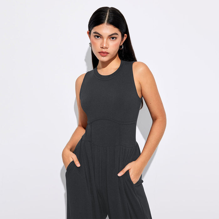 Sexy Design Waist Side Bone Slimming Fashionable Knitted Jumpsuit