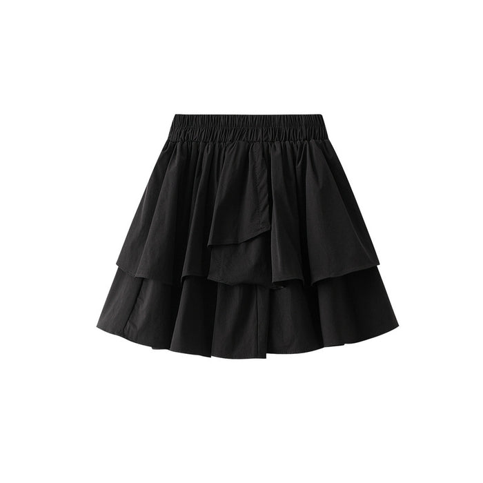 Cake Summer Sexy Ruffled Elastic Waistband Slimming A Line Small Skirt