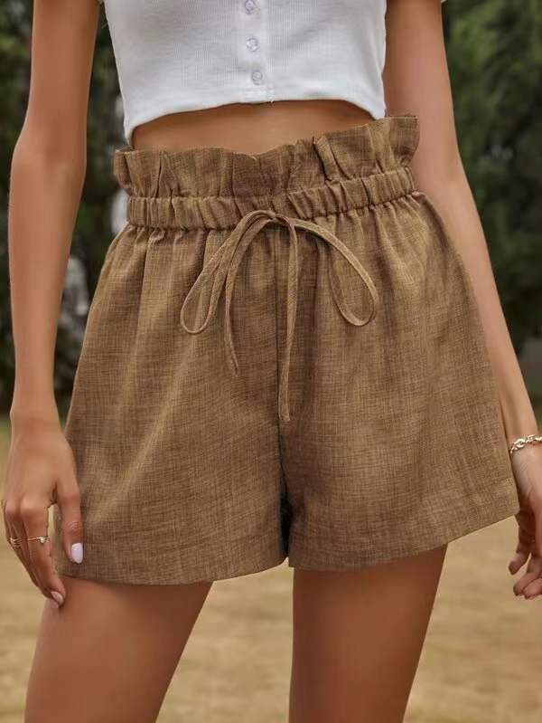 Casual Comfortable Shorts for Women Summer High Waist Lace-up Loose Wide Leg Pants Women