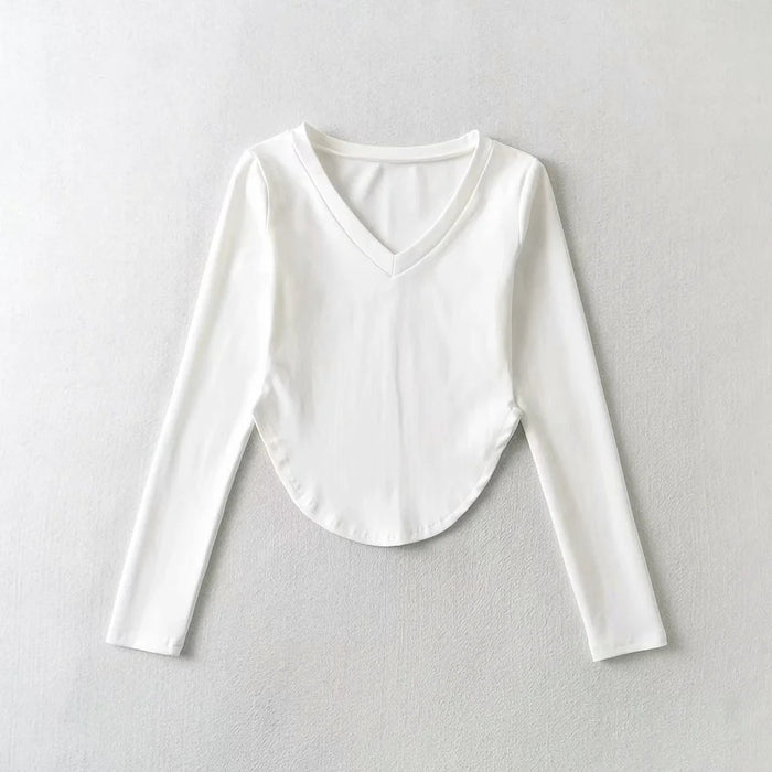 Early Autumn Thin Square Collar Irregular Asymmetric Inner Bottoming Shirt Slim Fit Slimming T shirt Long Sleeve Top Women