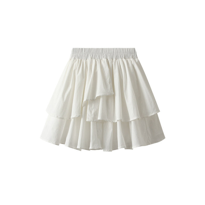 Cake Summer Sexy Ruffled Elastic Waistband Slimming A Line Small Skirt