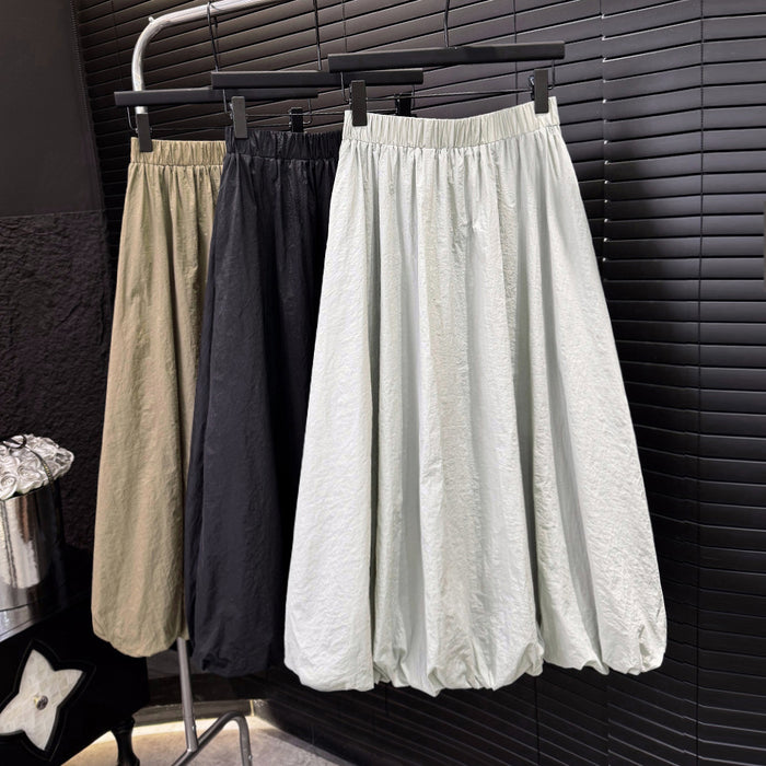 Retro Slimming Mid Length Skirt Women Spring Summer High Waist All Matching A line Skirt Umbrella Skirt Bud Skirt Lantern Dress