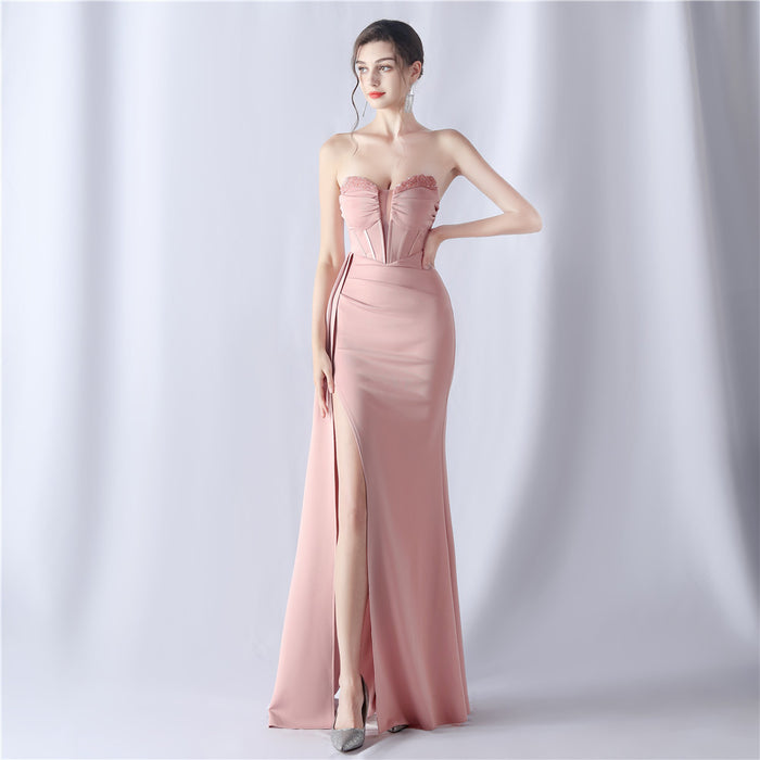 Boning Corset Waist Tight Heavy Industry Beads High End Evening Dress