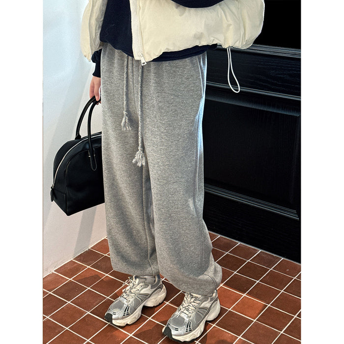 Color Braid Drawstring Sweatpants Women Autumn Winter Elastic Waist Track Pants Ankle Banded Pants Tide