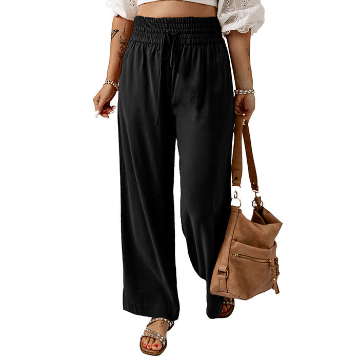 Solid Color Loose Trousers for Women Women Clothing Summer Tight Waist Slimming Simple Wide Leg Pants for Women