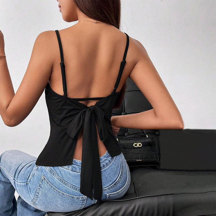 Women Sleeveless U Neck Sexy Sling Vest Summer Backless Slim Fit Top