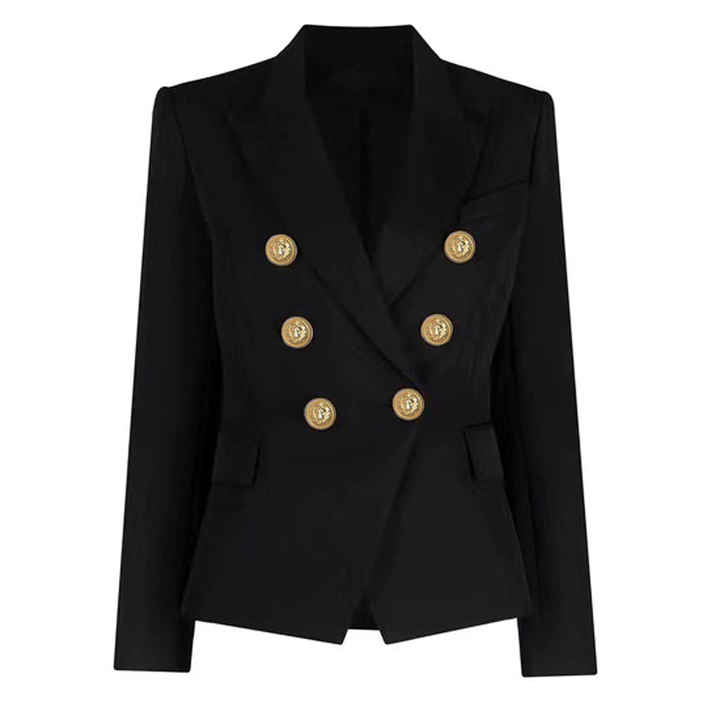 Spring Autumn High Quality Top Goods Women Blazer Women Metal Lion Head Buckle Double Breasted Small Blazers
