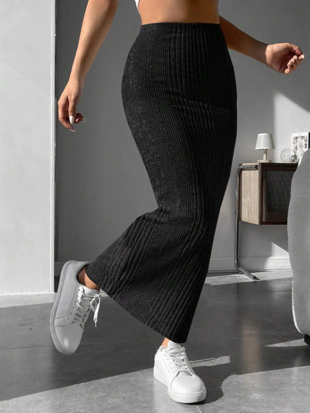Fall Outdoor Casual Skirt Women Slim Irregular Asymmetric Striped Dress