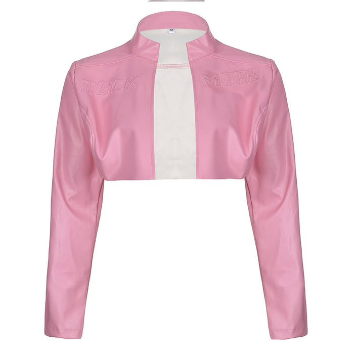 Sexy Locomotive Pink Basic Coat Varsity Jacket Top Women Wear Autumn