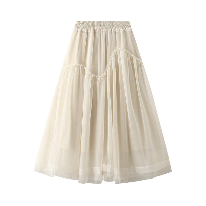 High End Tulle Skirt Skirt Women Autumn Streamer Yarn Fairy A Line Skirt Midi Organza Skirt