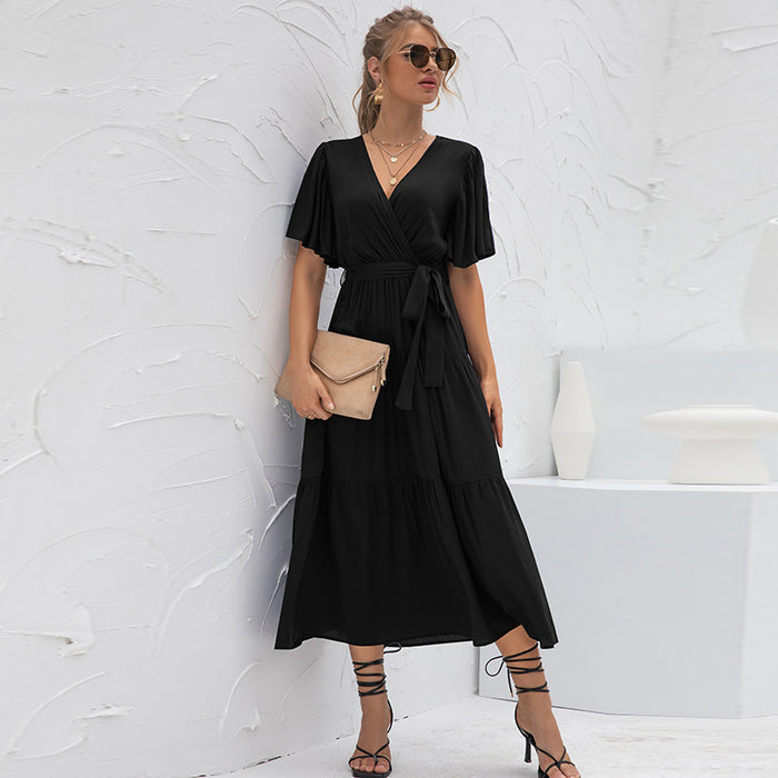 Summer Arrival Women Clothes Sexy V-neck Long Patchwork Dress