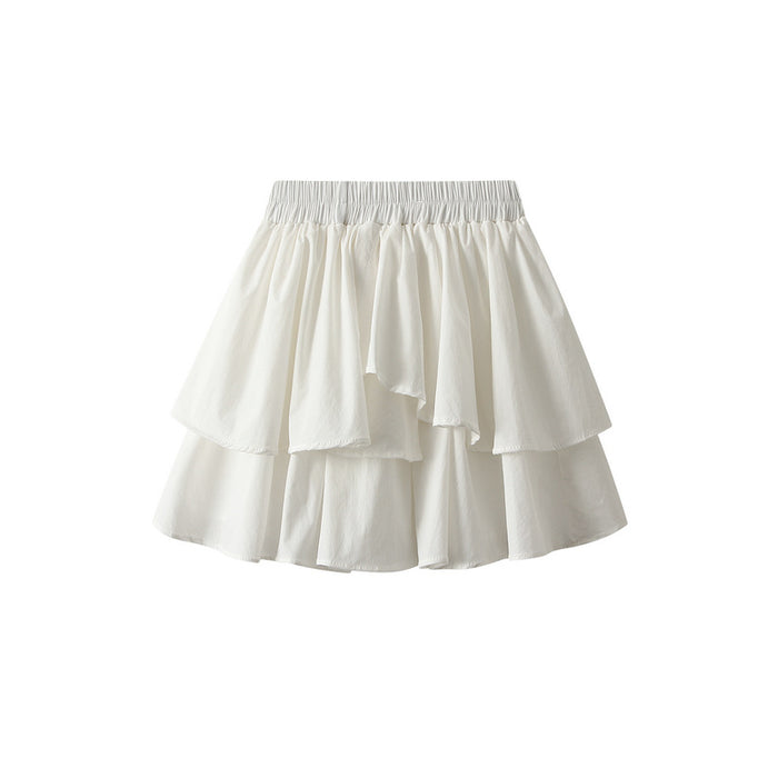 Cake Summer Sexy Ruffled Elastic Waistband Slimming A Line Small Skirt