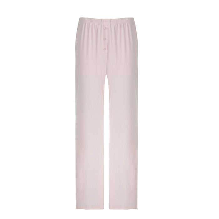 Street Casual Hole Knitted Trousers Fashionable, Comfortable Lazy Elastic Waist Loose Wide Leg Pants